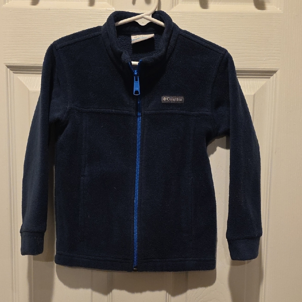Columbia Dark Blue Fleece Jacket with Bright Blue Zipper